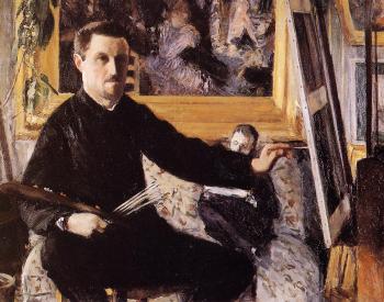 古斯塔夫 卡裡伯特 Self Portrait with Easel 古斯塔夫 卡裡伯特 Self Portrait with Easel